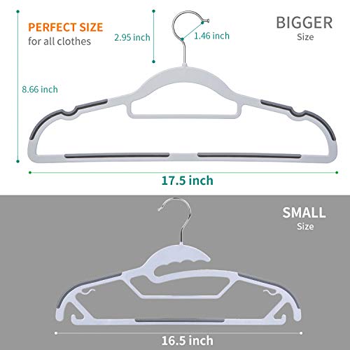 FSUTEG - Perchas de plástico para ropa, 50 unidades, resistentes, para ahorrar espacio, antideslizantes, color gris