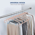 ZOBER - Perchas de terciopelo para pantalones de alta calidad, resistentes y duraderas, con clips de metal, gancho giratorio cromado de 360 grados, ultra delgadas, antideslizantes, con muescas
