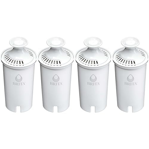 Brita Longlast Filtro de agua, filtros de repuesto de larga duración para jarras y dispensadores, Estándar, Blanco, 4ct, 4, 4