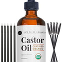 Castor Oil (4oz), USDA Certified Organic, 100% Pure, Cold Pressed, Hexane Free by Kate Blanc. Stimulate Growth for Eyelashes, Eyebrows, Hair. Skin Moisturizer & Oil Cleanse. FREE Starter Kit