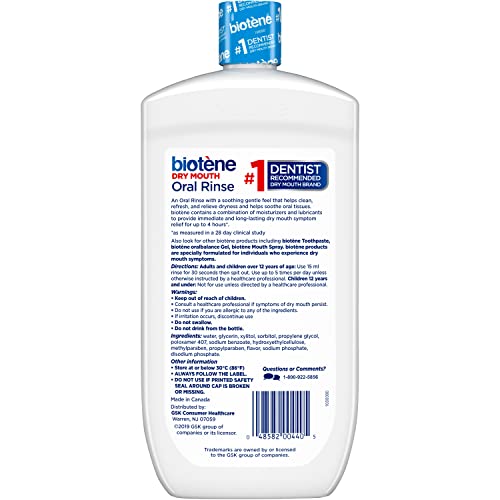 Enjuague oral Biotene para síntomas de boca seca, 33.8 onzas