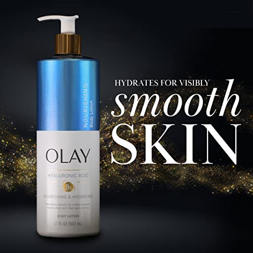 Olay Nourishing & Hydrating Body Lotion with Hyaluronic Acid, 17 fl oz Pump, Pack of 4
