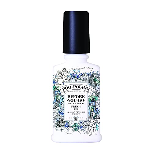 Poo-Pourri Before-You-Go Spray para inodoro, aire fresco, 4 onzas líquidas, jazmín, aire fresco y menta
