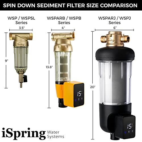 iSpring WSP50ARB - Filtro de agua para sedimentos giratorios y reutilizables
