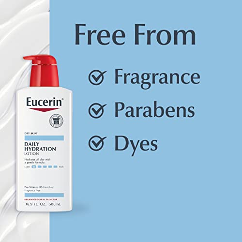 Eucerin Daily Hydration Moisturizing Lotion, Fragrance Free, 16.9 Oz, Pack of 3
