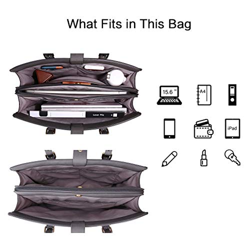 ECOSUSI Bolsa para portátil de hasta 15.6 pulgadas para mujer, bolsa de oficina de gran capacidad con compartimentos de 3 capas