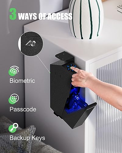 HOLEWOR - Pistola biométrica segura para pistolas, pistola, segura para pistola con huella digital, 3 maneras de acceso rápido, seguro para mesita de noche, computadora, vehículo