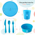 Plaskidy Juego de vajilla para niños de 4 a 24 piezas de plástico para niños, apto para microondas y lavaplatos, última intervensión de BPA, juego de cena para niños pequeños incluye platos y cuencos para niños