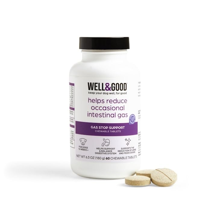 Petco Brand - Well & Good - Tabletas masticables para perros con parada de gas, 60 unidades