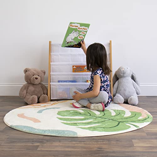 Humble Crew, Estantería de Almacenamiento para Libros de niños, Color Natural y Blanco, con Mangas Profundas, Universal