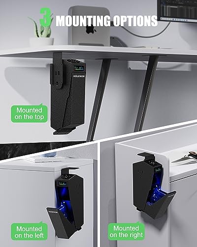 HOLEWOR - Pistola biométrica segura para pistolas, pistola, segura para pistola con huella digital, 3 maneras de acceso rápido, seguro para mesita de noche, computadora, vehículo