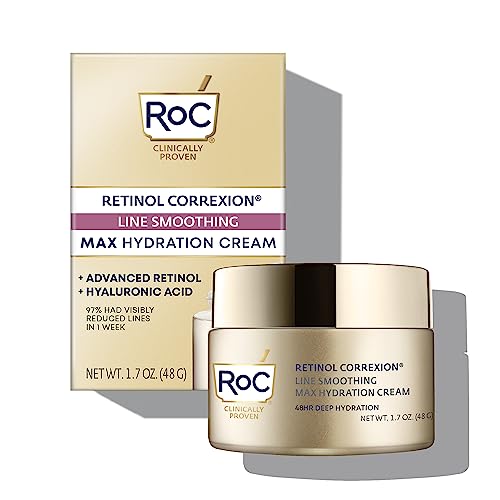 RoC Retinol Correxion Max Crema de hidratación diaria antienvejecimiento para hidratación profunda de 24 horas, humectante antiarrugas avanzado fabricado con retinol y