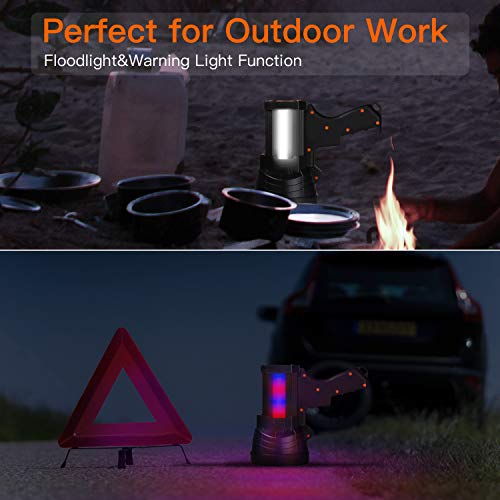 BUYSIGHT - Linterna recargable de 180000 lúmenes, alcance de 600 yardas, luces solares de mano, linternas grandes con lente roja y luz de inundación lateral, recargable USB C