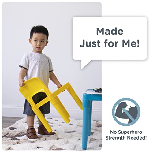 Humble Crew, Aqua Table & Green/Yellow - Juego de Mesa de plástico Ligero y 2 sillas, Cuadrado, para niños pequeños