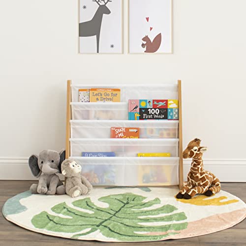 Humble Crew, Estantería de Almacenamiento para Libros de niños, Color Natural y Blanco, con Mangas Profundas, Universal