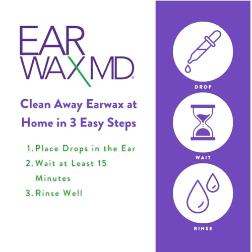 EARWAX MD Kit de eliminación de cera de oído y herramienta de limpieza de oídos, incluye gotas de disolución de cera para oídos y foco de enjuague