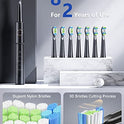 Dnsly - Cepillo de dientes eléctrico para adultos, cepillos de dientes sónicos recargables ultrasónicos, negro, blanco, rosa