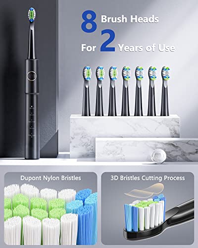 Dnsly - Cepillo de dientes eléctrico para adultos, cepillos de dientes sónicos recargables ultrasónicos, negro, blanco, rosa
