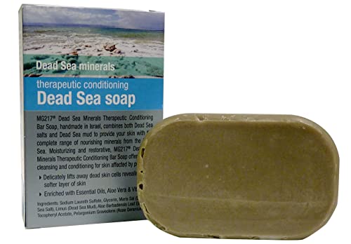 MG217 Psoriasis Dead Sea Mud and Salt Jabón de barra dual con aloe y vitamina E, 90 oz
