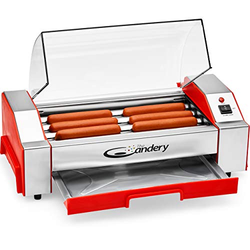 The Candery - Rodillo eléctrico para perros calientes, máquina para cocinar salchichas - 6 capacidad para perros calientes, máquina para perros calientes para niños y adultos