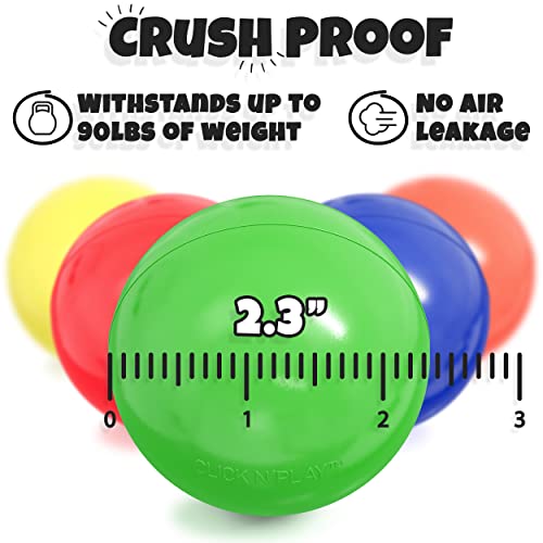 Click N' Play - Bolas de plástico para pozo de bolas, sin ftalatos y BPA, bolas de juego a prueba de aplastamiento para pozo de bolas, bolas de pozo en varios colores en bolsa de malla reutilizable y duradera con cierre, 200, 1000 unidades