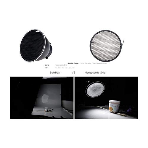 Godox Reflector estándar de 7 pulgadas/18 cm difusor con 20/40/60 Grados Panal de Abeja Rejilla para Bowens Mount Studio luz estroboscópica Flash