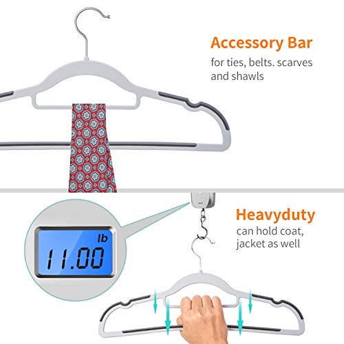 FSUTEG - Perchas de plástico para ropa, 50 unidades, resistentes, para ahorrar espacio, antideslizantes, color gris