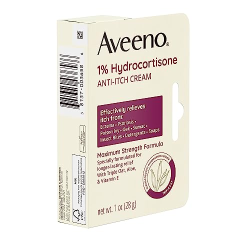 Aveeno 1% Hydrocortisone Anti-Itch Cream, Maximum Strength, 1-Ounce Tube