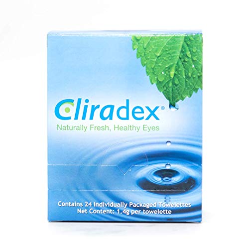 Cliradex Natural Eyelid, Eyelash, and Facial Cleansing Towelettes, Box of 24