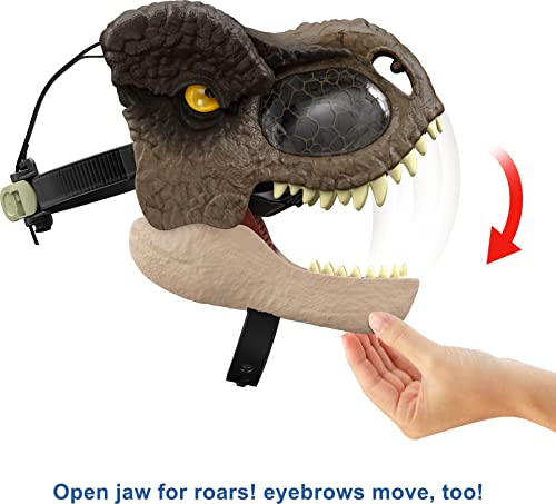 Jurassic World Dominion Tyrannosaurus Rex Chomp N Roar Mask, Costume Dinosaur Toy with Multi-Level Motion and Roar Sounds