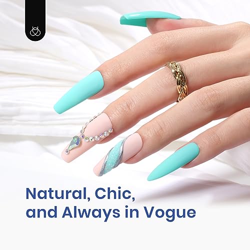beetles Gel Polish - Kit de uñas de gel para uñas y pegamento Beetles, gel de uñas y gel base 2 en 1 con 500 piezas de puntas de ataúd y lámpara LED, kit de uñas acrílicas para manualidades, kit fácil de extensiones de uñas