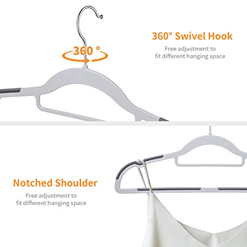 FSUTEG - Perchas de plástico para ropa, 50 unidades, resistentes, para ahorrar espacio, antideslizantes, color gris