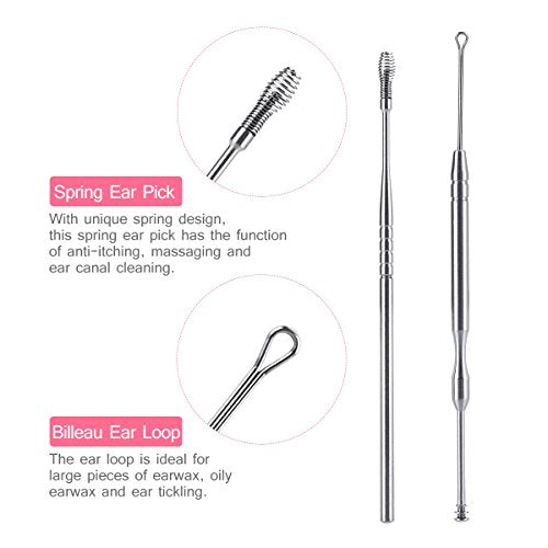 Ear Wax Removal Tool with Led Light for Kids - Toddlers, Infants, Baby and Adult by BonnyEars | Stainless Steel Earwax Remover Kit | Ear Pick Spoon Curette Tweezers Cleaning