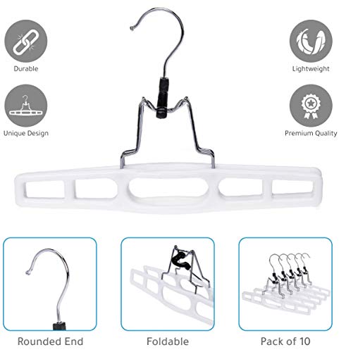 Juego de 10 perchas para falda de alta calidad, juego de 10 piezas para colgar falda delgada con abrazadera, juego de 10 piezas para pantalones cortos con cierre de bloqueo resistente, juego de perchas de mezclilla de calidad multiusos