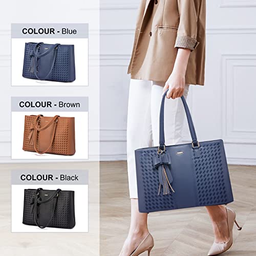 Bolsa de mano para portátil para mujer, de 15.6 pulgadas, impermeable, bolsa de computadora de piel, para negocios, oficina, trabajo, portafolios
