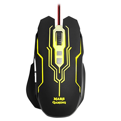 Mars Gaming MM216 ratone USB Óptico 5000 dpi Mano Derecha Negro - Ratón (Mano Derecha, Óptico, USB, 5000 dpi, 135 g, Negro)