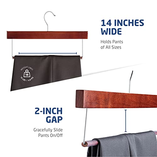 Pantalones de madera de alta calidad con barra antideslizante (paquete de 10) acabado suave, ganchos de madera duraderos, delgados y elegantes para ahorrar espacio, gancho de 360°, ideal para pantalones, jeans, pantalones de mezclilla, pantalones etc