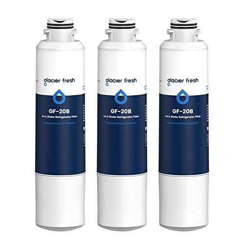 GLACIER FRESH DA29-00020B Filtro de agua para frigorífico compatible con Samsung DA29-00020A/B, DA29-00020B-1, HAF-CIN/EXP, 46-9101, RF4267HARS para puerta francesa nevera cocina (paquete de 3)