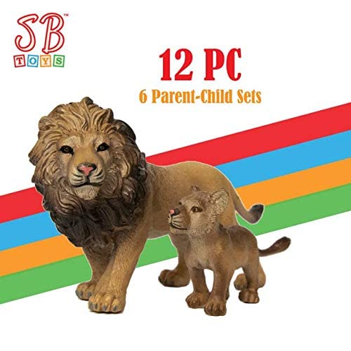 SANDBAR TOYS Safari Animals Set (12 Piece) - Wild Animals, Baby Animals, Zoo Animals, Jungle Animals, and African Animals - Educational Child Development Toy - Kids, Toddlers, Children Toy Figures