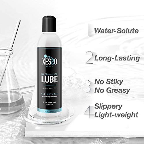 XESSO Lubricante personal natural a base de agua 8.3fl.oz para mujeres y hombres y parejas sexuales, masajes, resbaladizos, parabenos y glicerina, gel lubricante de larga duración, sensible a la piel, fabricado en Estados Unidos y paquete discreto