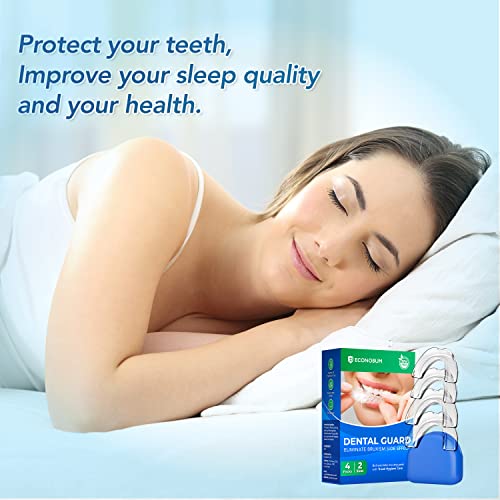 Visismile Protector bucal para moler dientes, protector nocturno dental profesional para moler dientes, detiene el bruxismo y elimina los dientes, 2 tamaños, paquete de 4 con estuche higiénico de alta calidad