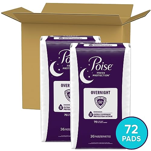 Poise Incontinence Overnight Pads, Ultimate Absorbency, Long, 27 Count (Pack of 4)