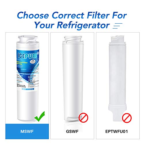 ICEPURE MSWF - Filtro de agua para frigorífico compatible con GE MSWF, 101820A, 101821B, RWF1500A, 3 unidades