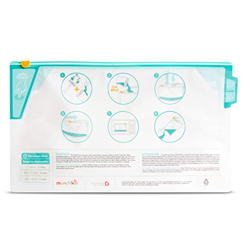 Munchkin Jumbo Bolsas esterilizadoras para botellas de microondas, 180 usos