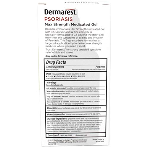 Dermarest Psoriasis Max Strength Gel medicado, 4 onzas cada uno (paquete de 2)