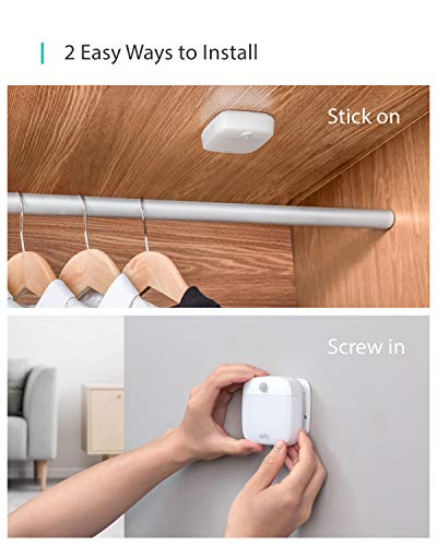 Eufy Lumi - Luz nocturna adhesiva de segunda generación LED blanca cálida, sensor de movimiento, recámara, baño, cocina, pasillo, escaleras, eficiencia energética, compacto, paquete de 3