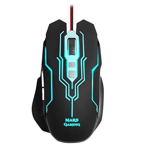 Mars Gaming MM216 ratone USB Óptico 5000 dpi Mano Derecha Negro - Ratón (Mano Derecha, Óptico, USB, 5000 dpi, 135 g, Negro)