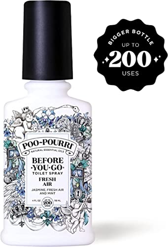 Poo-Pourri Before-You-Go Spray para inodoro, aire fresco, 4 onzas líquidas, jazmín, aire fresco y menta