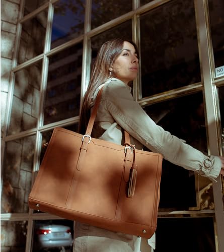 ECOSUSI Bolsa para portátil de hasta 15.6 pulgadas para mujer, bolsa de oficina de gran capacidad con compartimentos de 3 capas