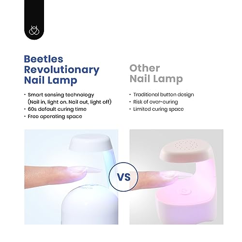 beetles Gel Polish - Kit de uñas de gel para uñas y pegamento Beetles, gel de uñas y gel base 2 en 1 con 500 piezas de puntas de ataúd y lámpara LED, kit de uñas acrílicas para manualidades, kit fácil de extensiones de uñas